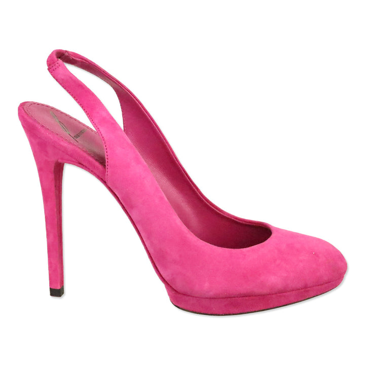 Brian Atwood Felicite Pink Suede Slingback Pumps
