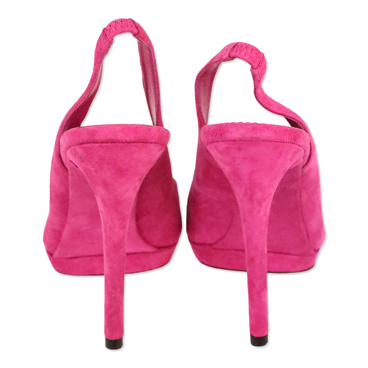 Brian Atwood Felicite Pink Suede Slingback Pumps