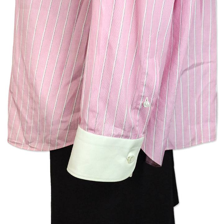 Brioni Men's Pink Striped Cotton Contrast Collar Button Up Shirt