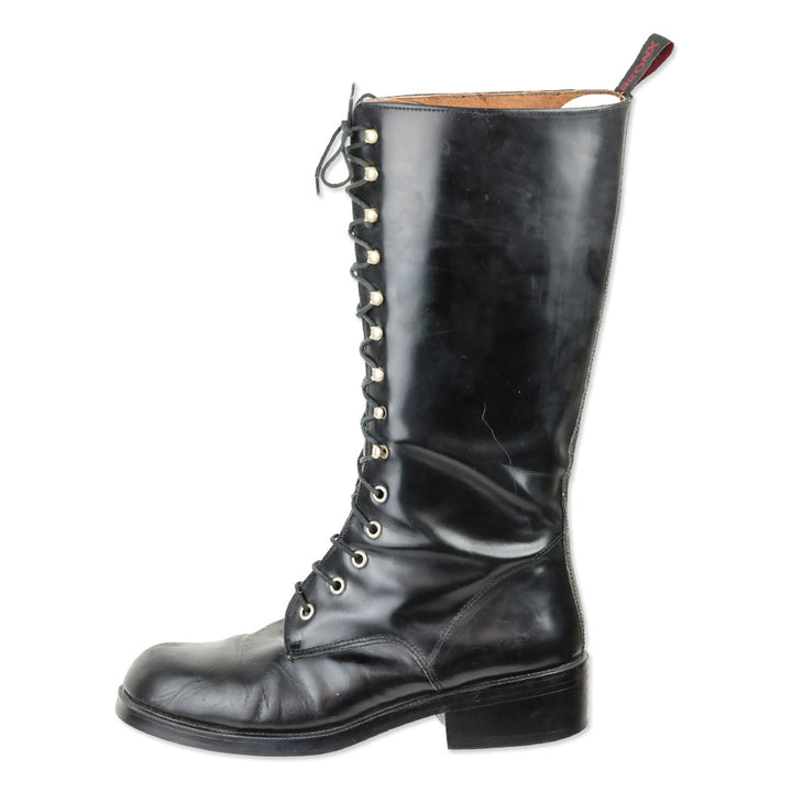 Bronx Black Leather Lace-Up Calf Boots