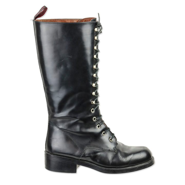 Bronx Black Leather Lace-Up Calf Boots