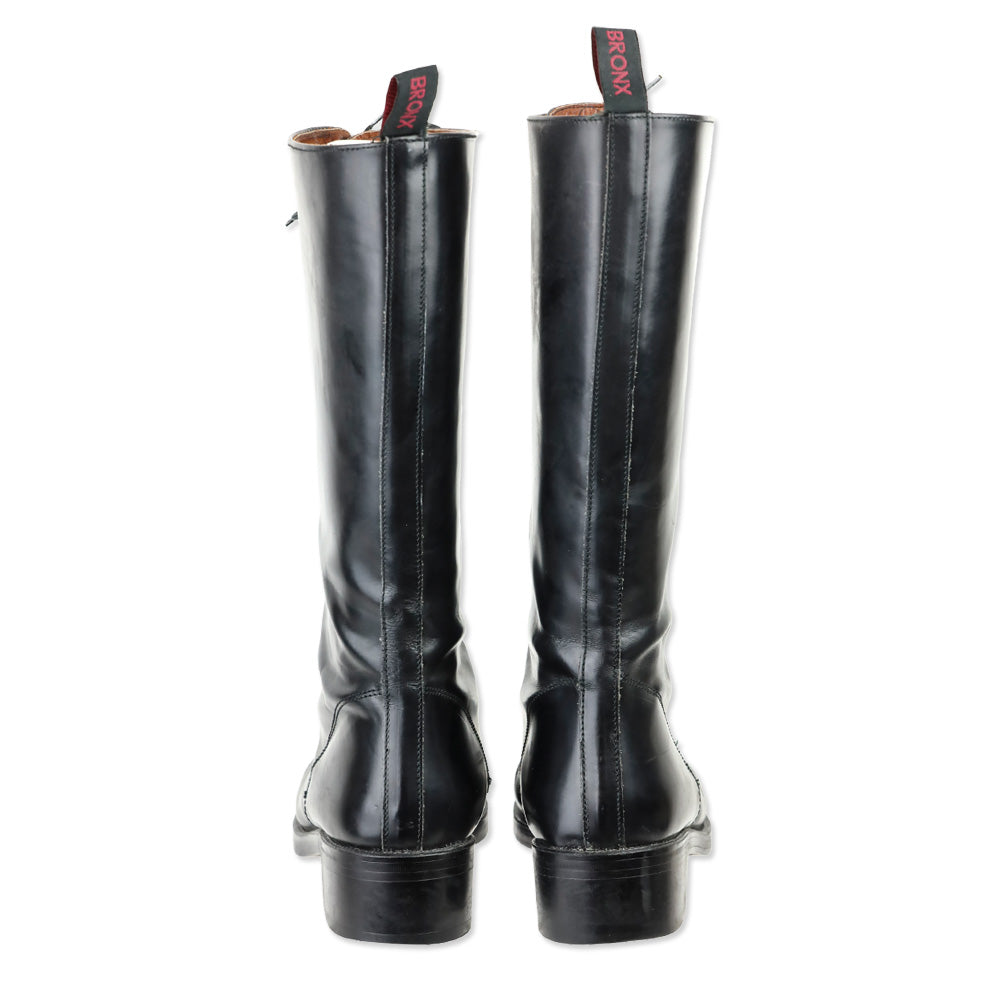Bronx Black Leather Lace-Up Calf Boots