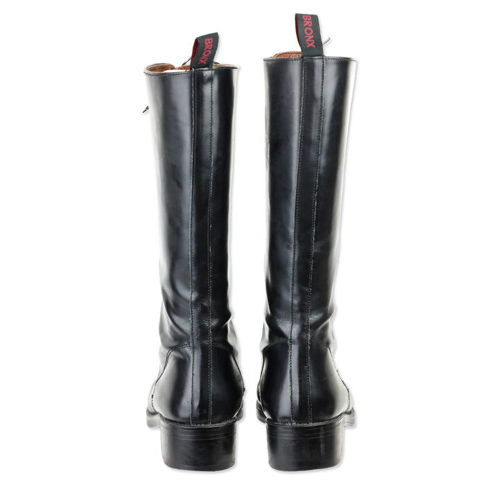 Bronx Black Leather Lace-Up Calf Boots