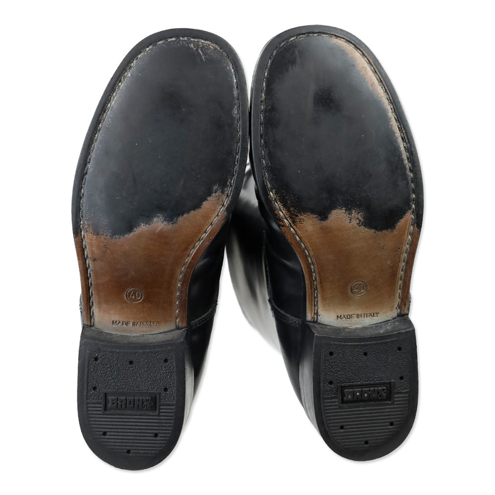 Bronx Black Leather Lace-Up Calf Boots