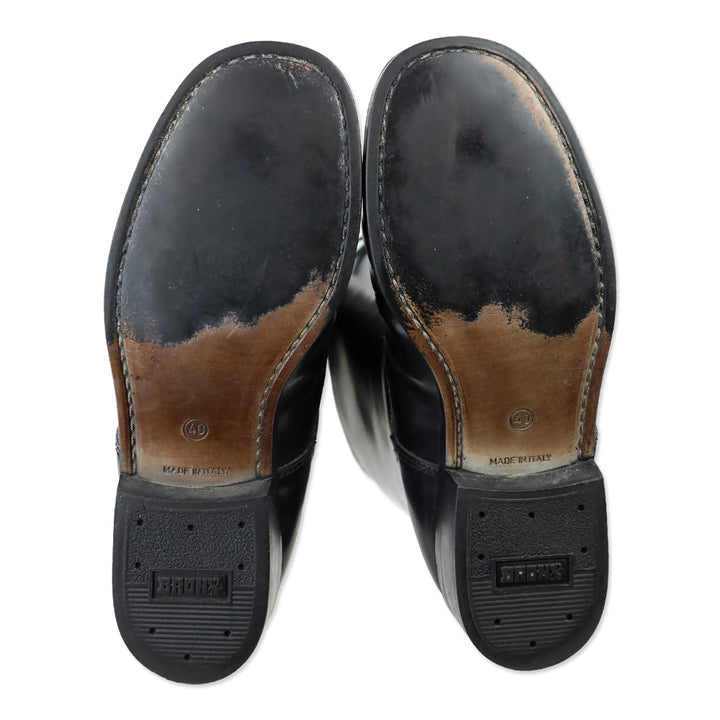 Bronx Black Leather Lace-Up Calf Boots