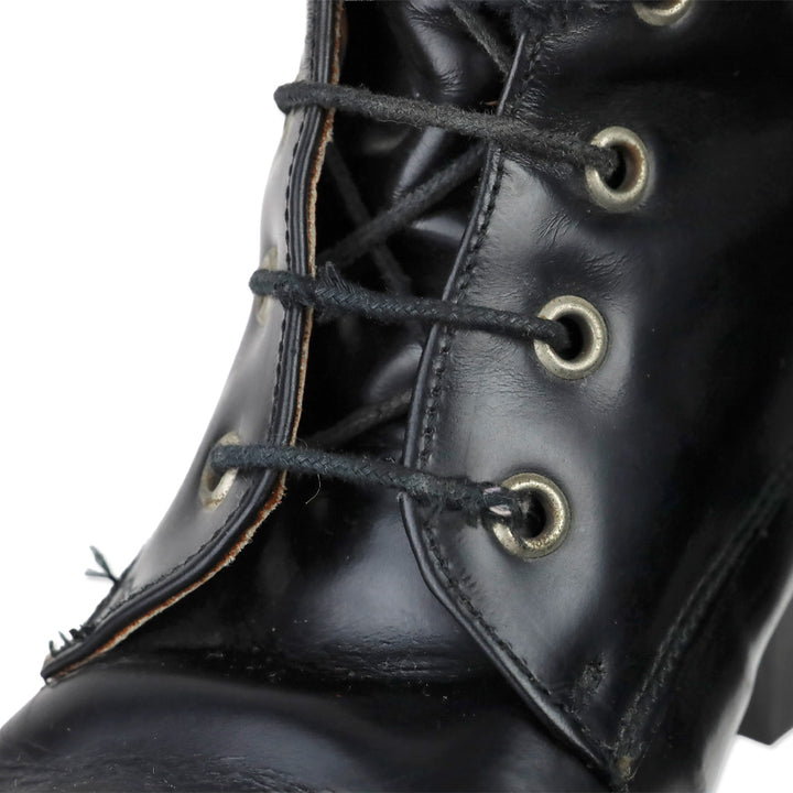 Bronx Black Leather Lace-Up Calf Boots