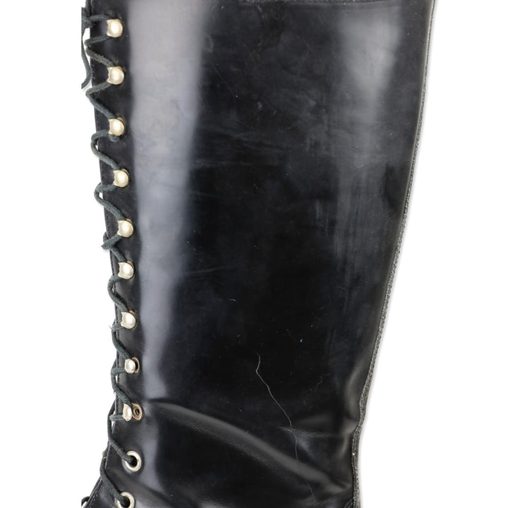 Bronx Black Leather Lace-Up Calf Boots