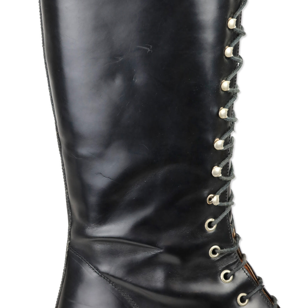 Bronx Black Leather Lace-Up Calf Boots