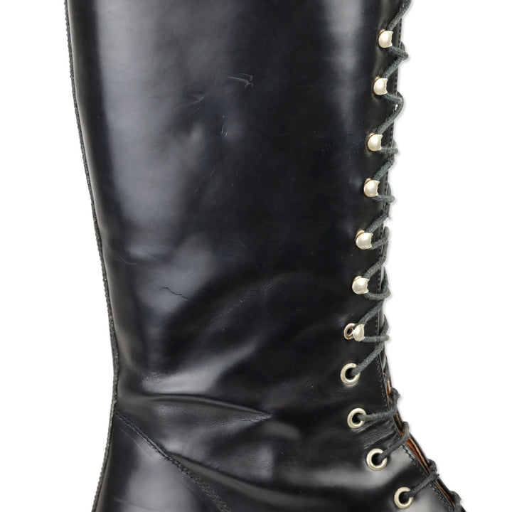 Bronx Black Leather Lace-Up Calf Boots