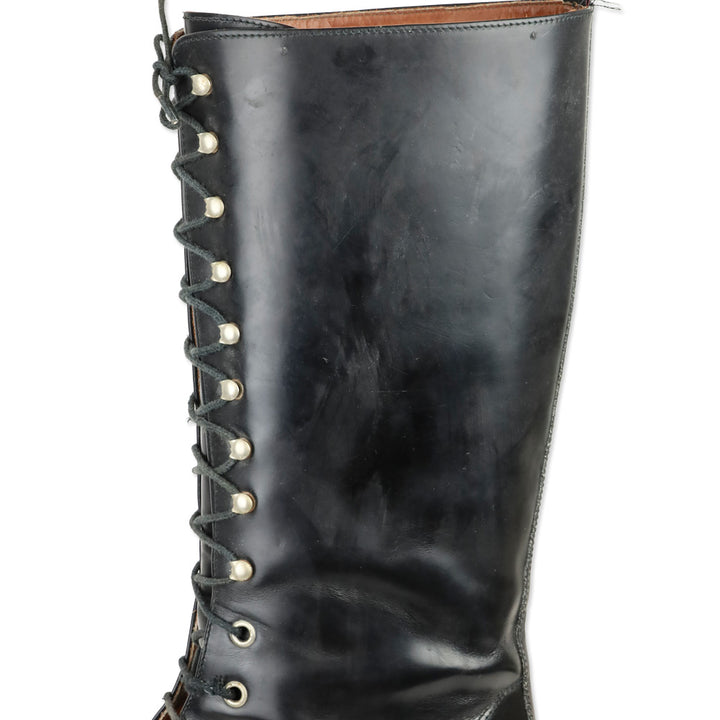 Bronx Black Leather Lace-Up Calf Boots