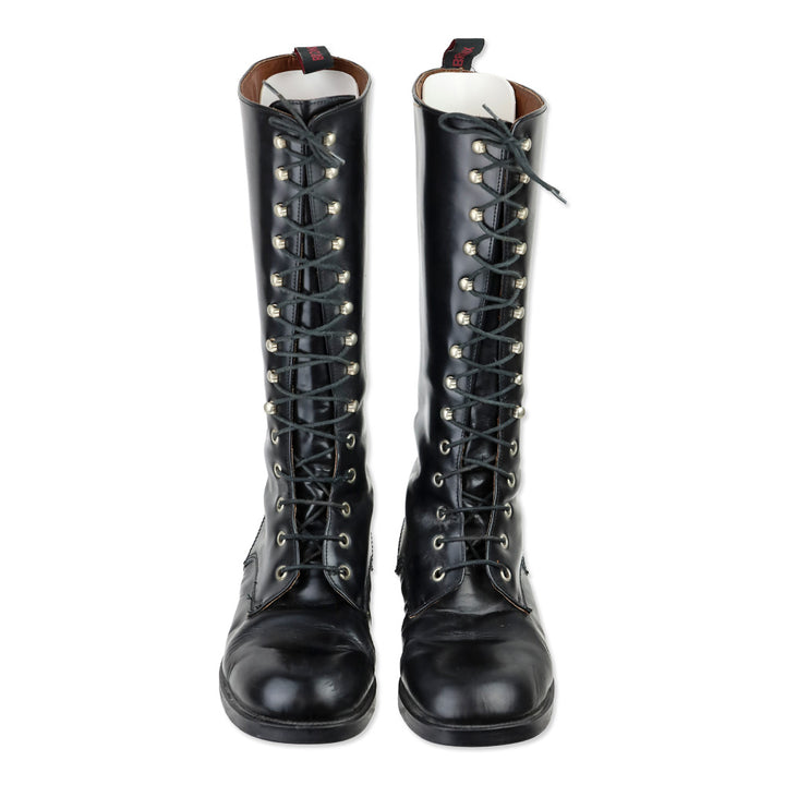 Bronx Black Leather Lace-Up Calf Boots