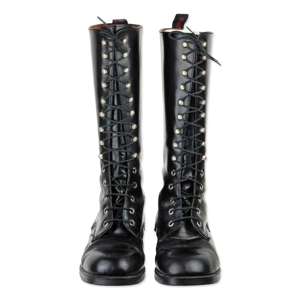 Bronx Black Leather Lace-Up Calf Boots