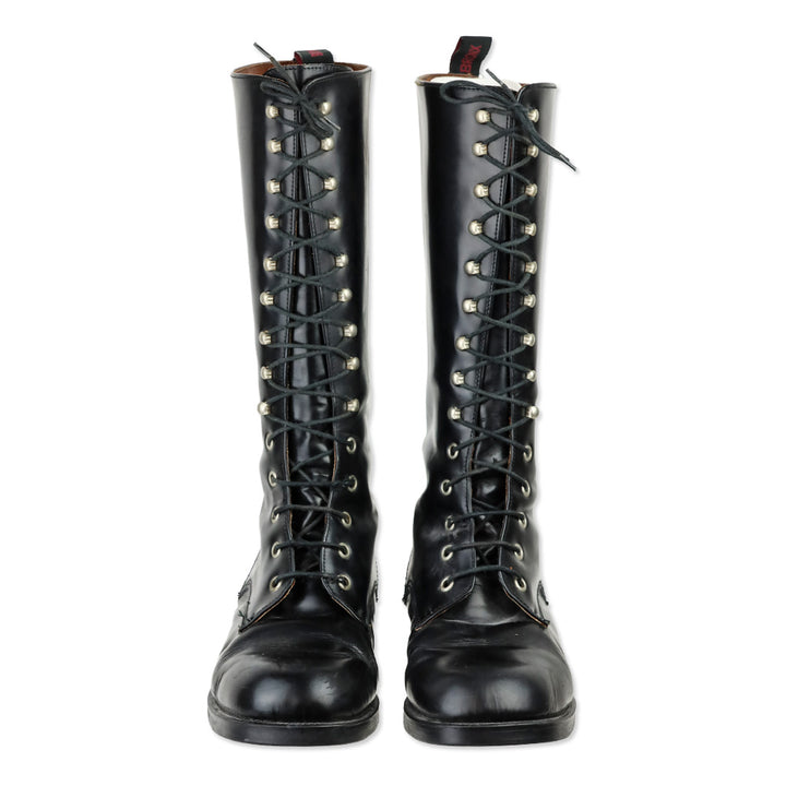 Bronx Black Leather Lace-Up Calf Boots