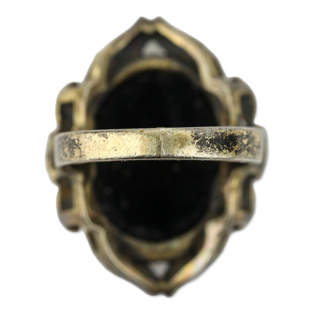 Bronze 925 Black Stone Pearlescent Cameo Ring