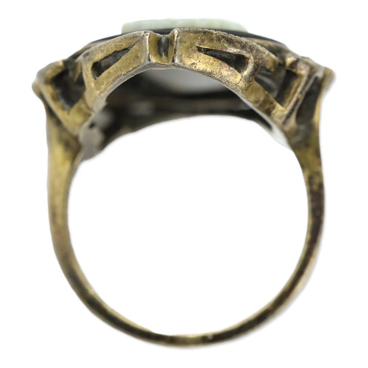 Bronze 925 Black Stone Pearlescent Cameo Ring