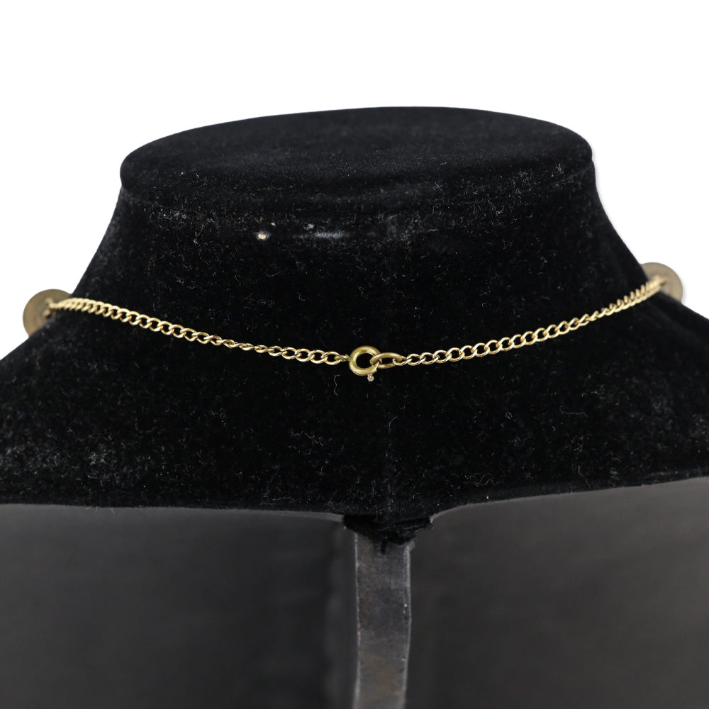 Bronze Honey Wand Chain Red Stone Art Deco Pendant Necklace