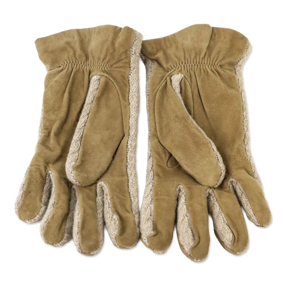 Brown Alcantara Lambswool Trim Gloves