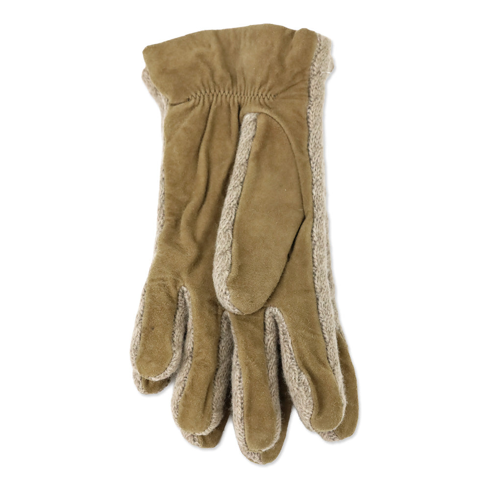 Brown Alcantara Lambswool Trim Gloves