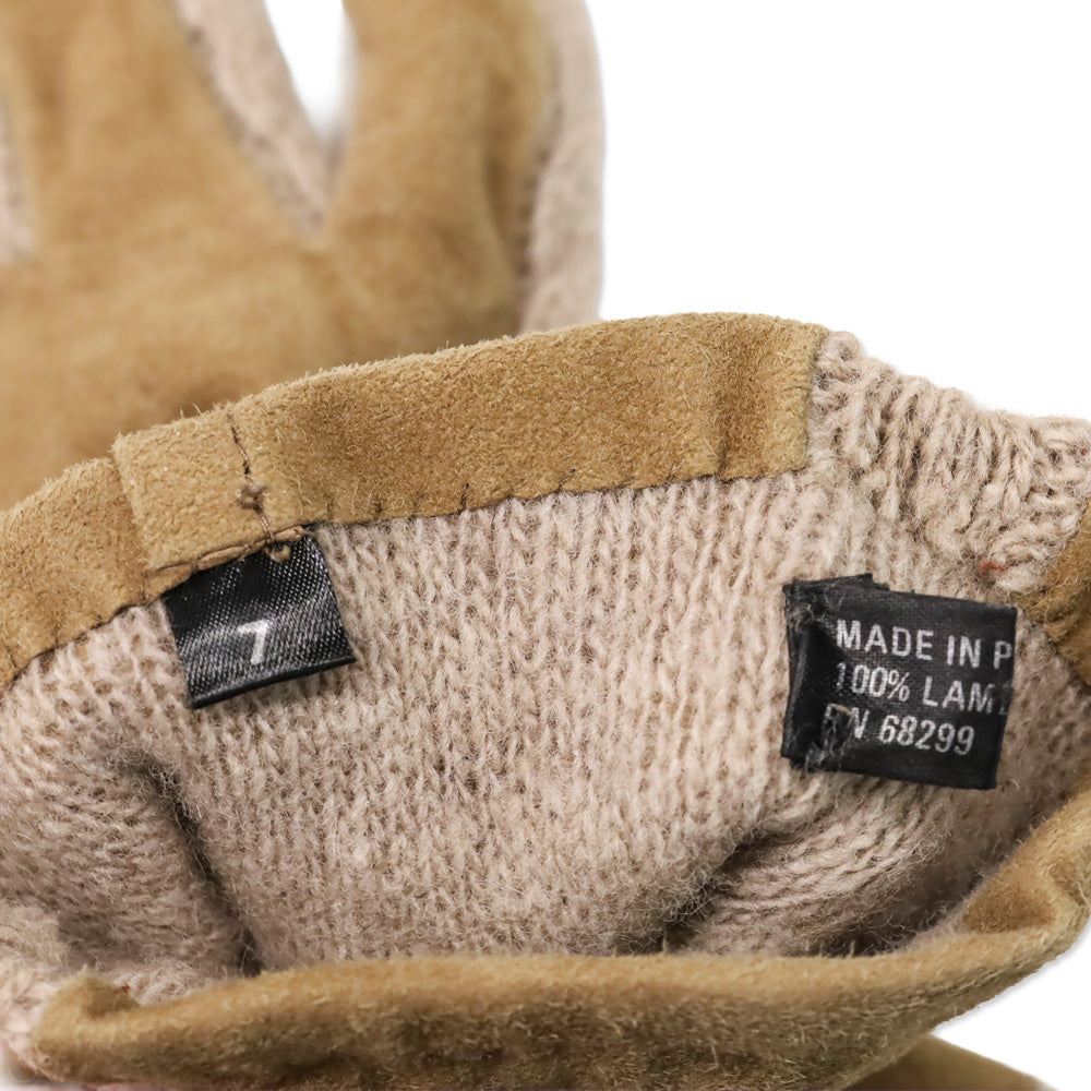 Brown Alcantara Lambswool Trim Gloves