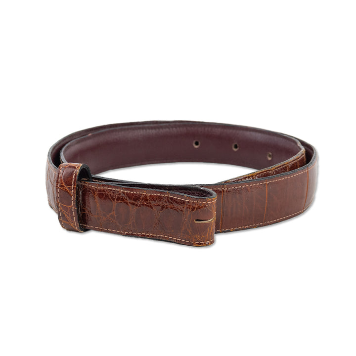 Brown Genuine Alligator Leather Belt Strap