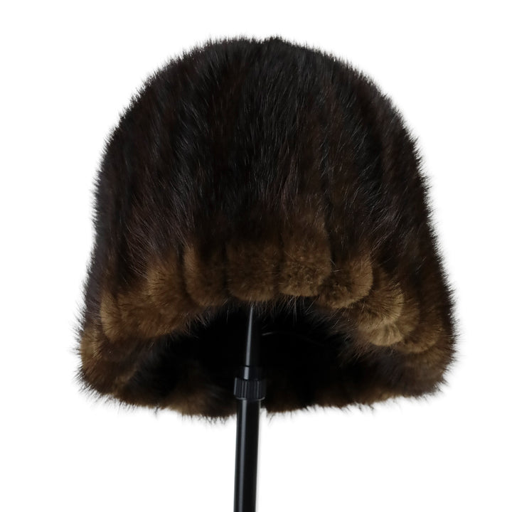 Brown Ribbed Mink Fur Hat