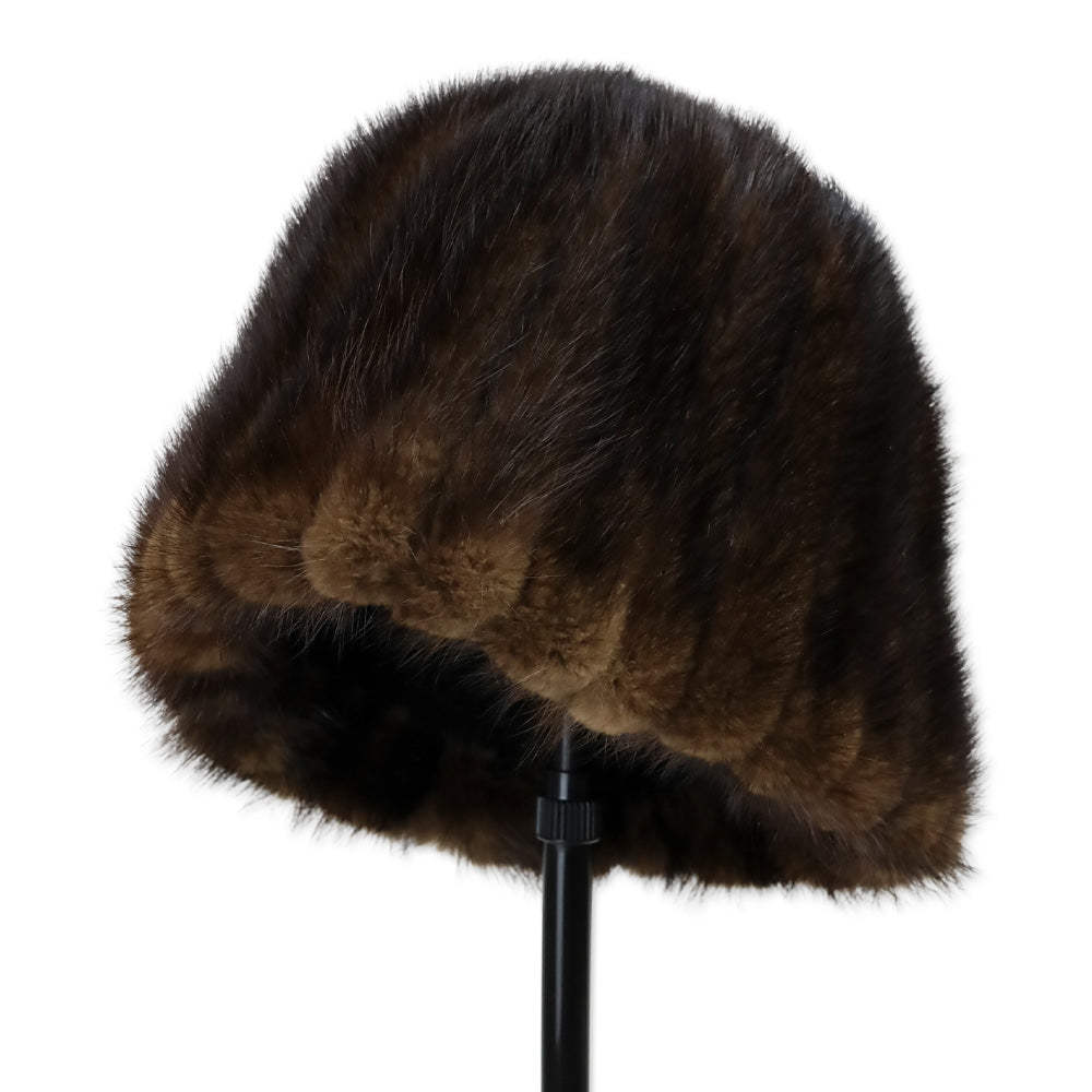 Brown Ribbed Mink Fur Hat