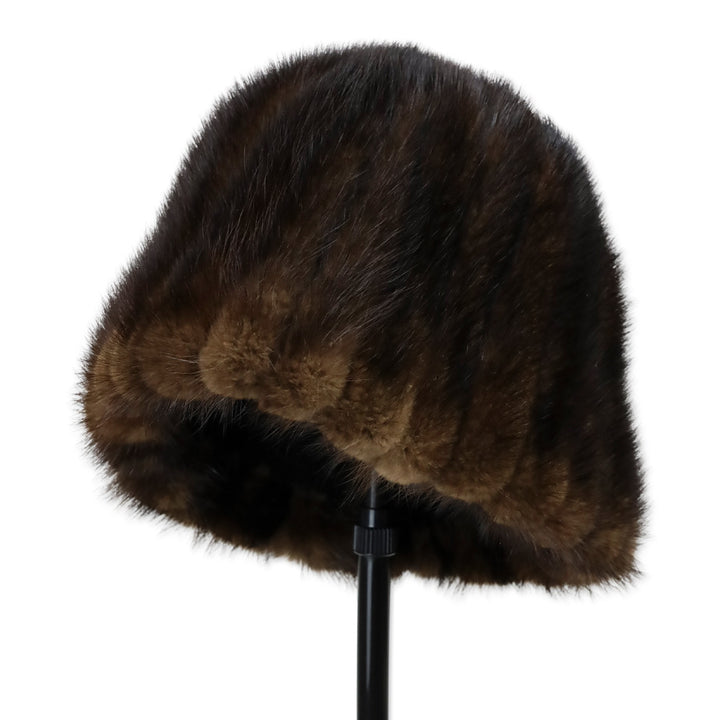 Brown Ribbed Mink Fur Hat