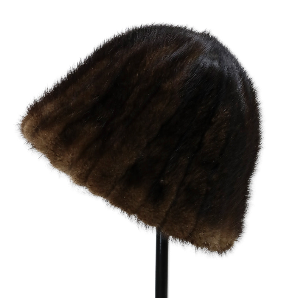Brown Ribbed Mink Fur Hat