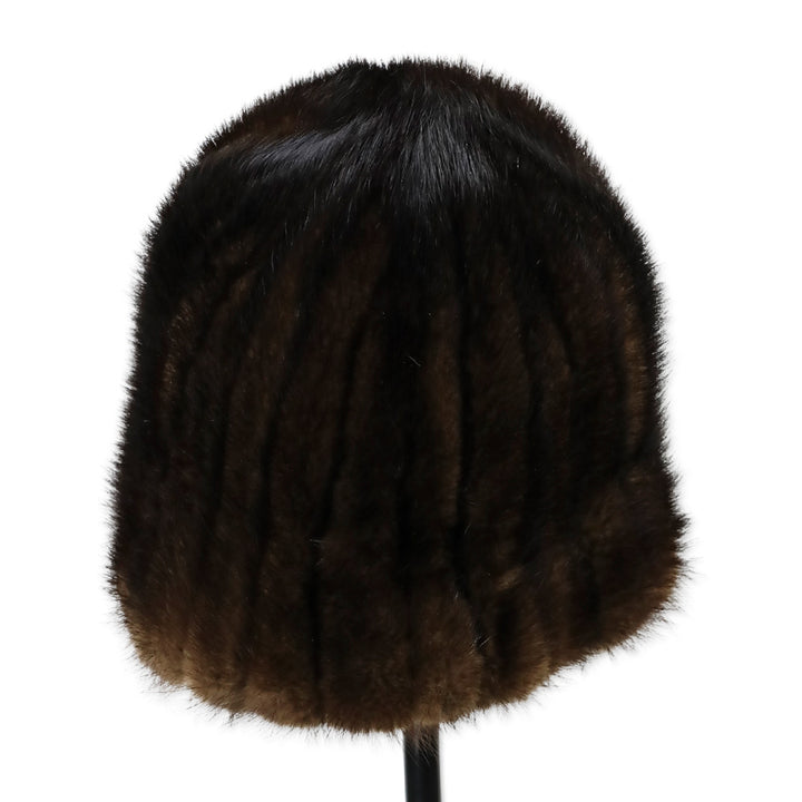 Brown Ribbed Mink Fur Hat