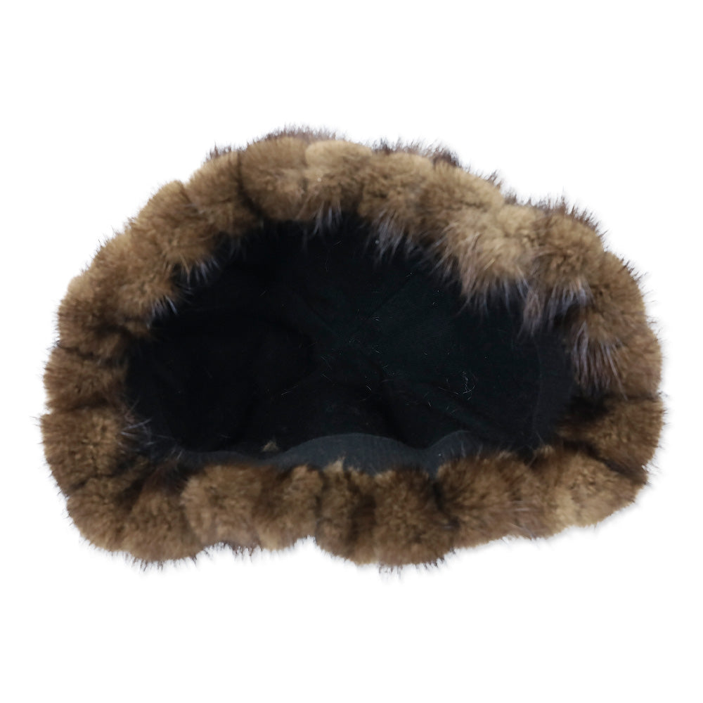 Brown Ribbed Mink Fur Hat