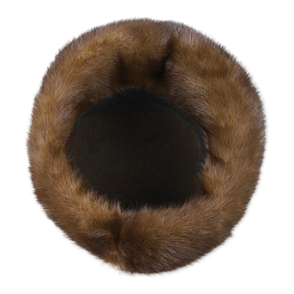 Brown Wool Hat with Mink Fur Trim