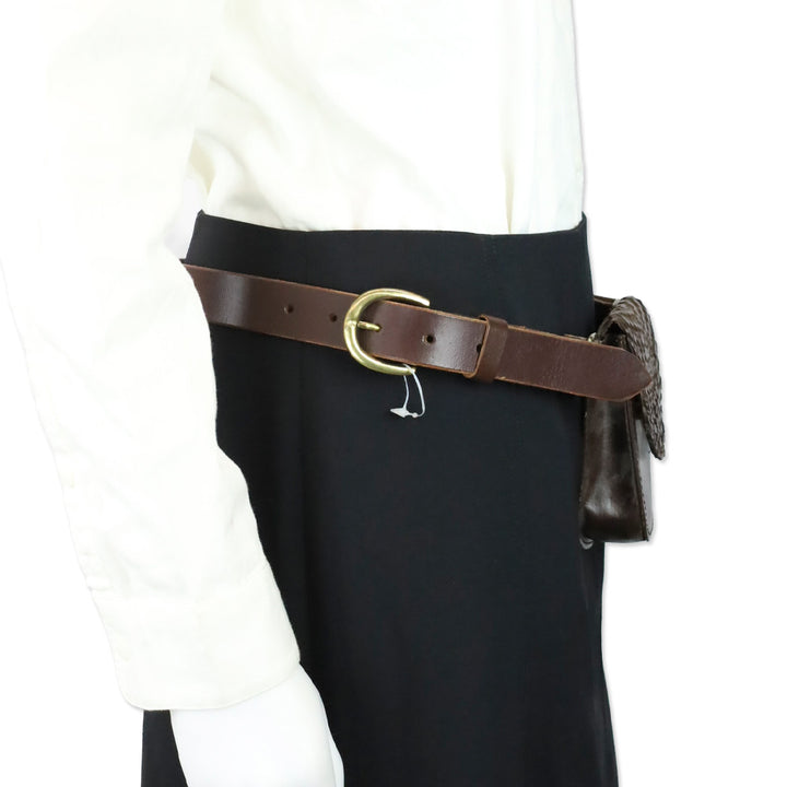 Brown Woven Leather Flap Belt Bag