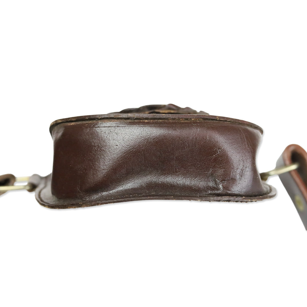 Brown Woven Leather Flap Belt Bag