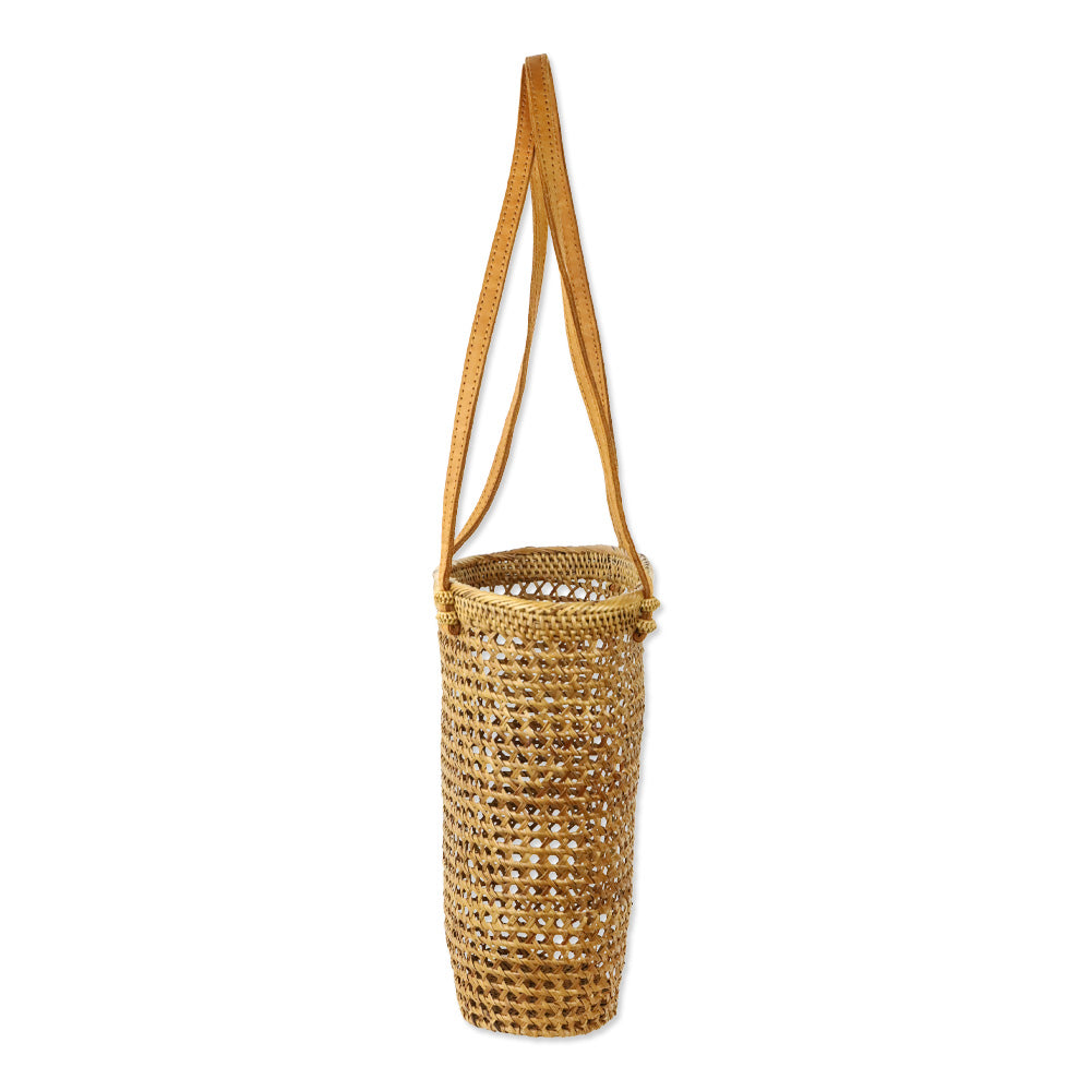 Brown Woven Wicker Baset Bucket Tote Bag