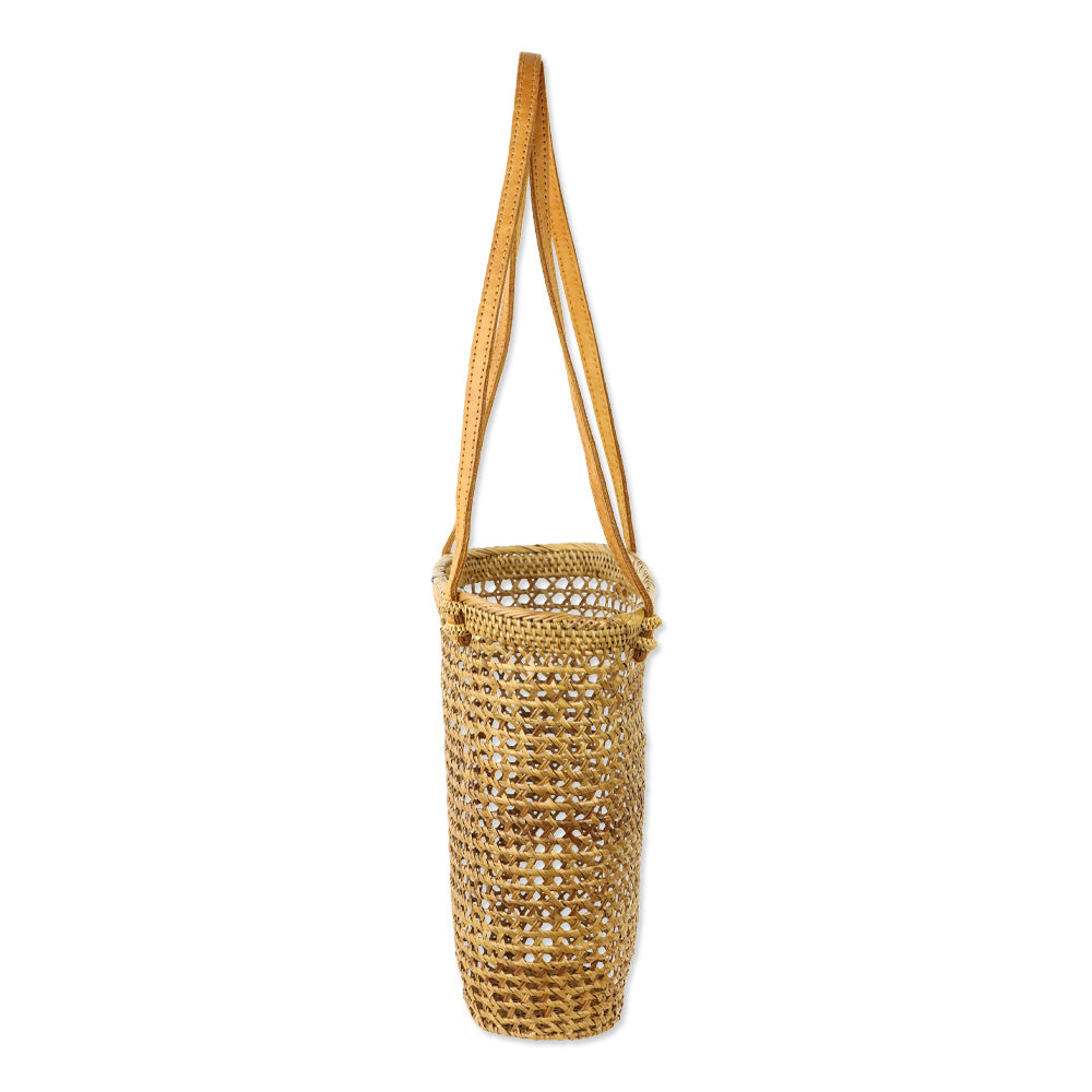 Brown Woven Wicker Baset Bucket Tote Bag