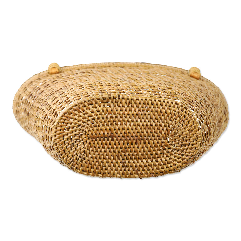 Brown Woven Wicker Baset Bucket Tote Bag