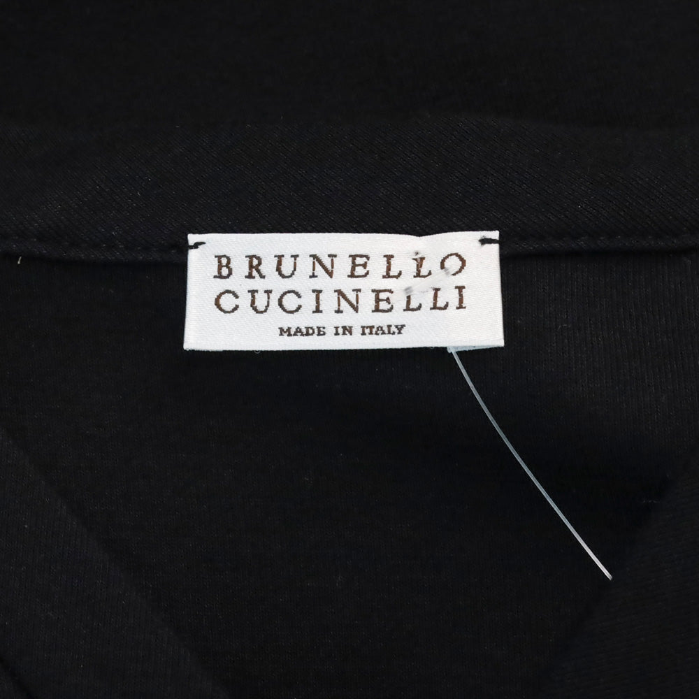 Brunello Cucinelli Black Silk Monili Trim V-Neck Shift Dress