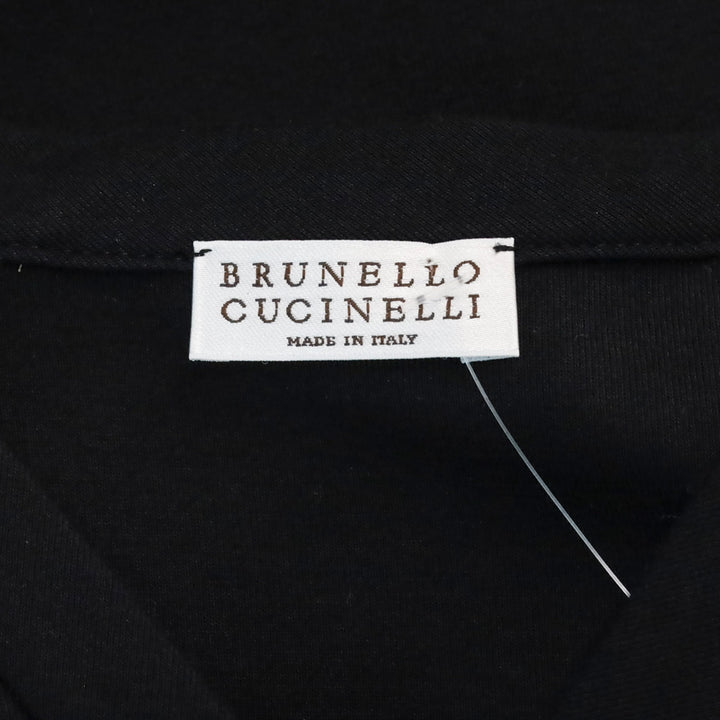 Brunello Cucinelli Black Silk Monili Trim V-Neck Shift Dress
