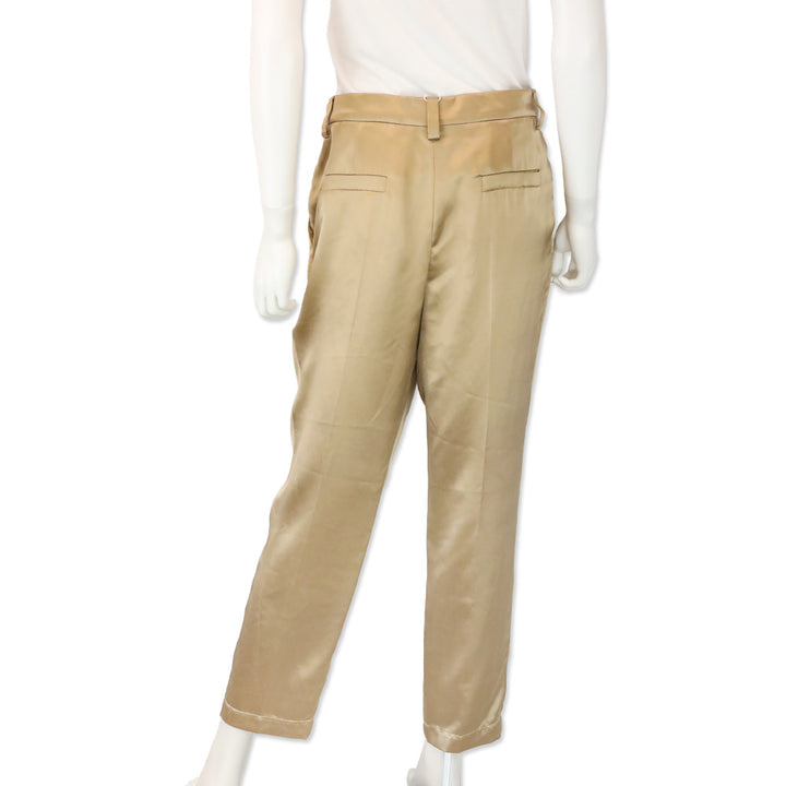 Brunello Cucinelli Bronze Silk Satin Pleated Pants