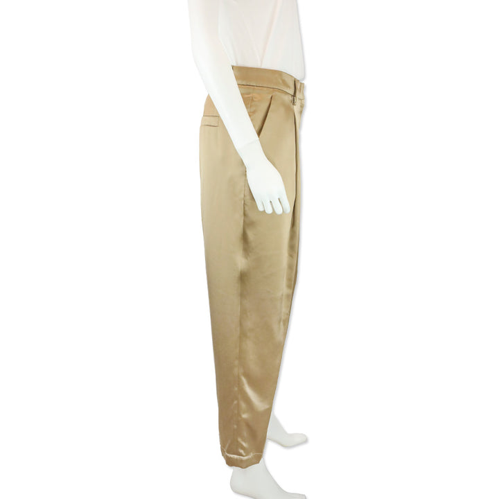 Brunello Cucinelli Bronze Silk Satin Pleated Pants