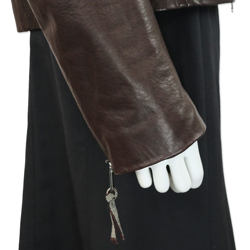 Brunello Cucinelli Brown Leather Zip Stand-Collar Jacket