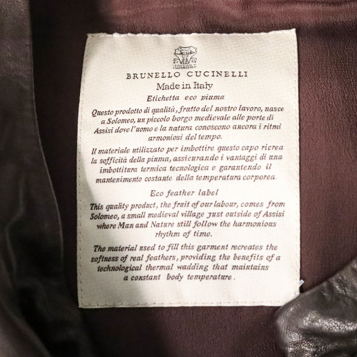Brunello Cucinelli Brown Leather Zip Stand-Collar Jacket