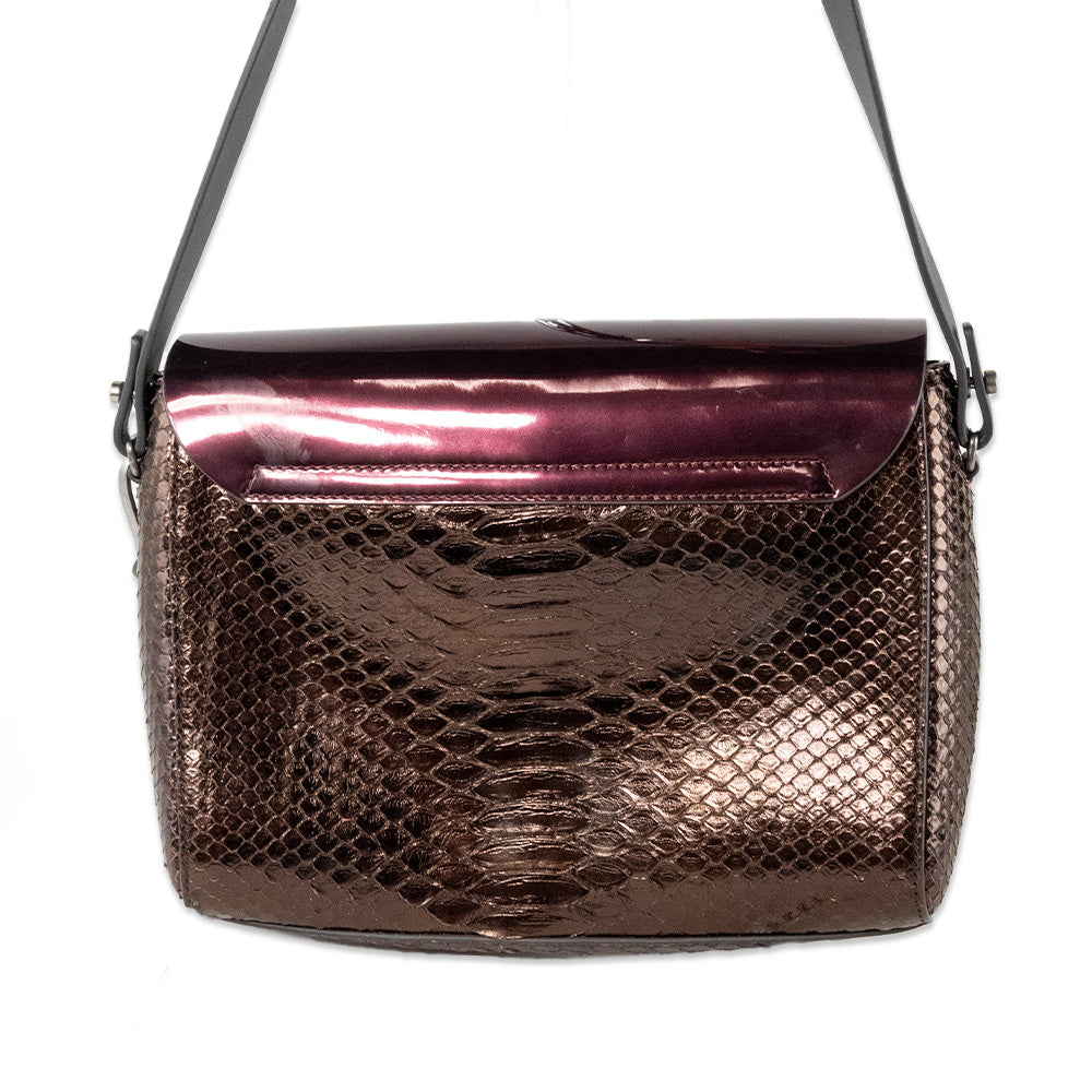 Brunello Cucinelli Burgundy Python Trim Crossbody