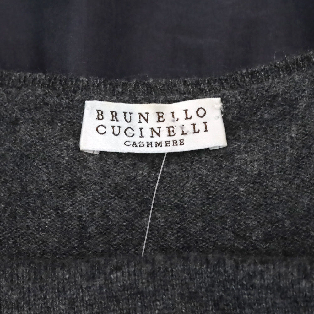 Brunello Cucinelli Charcoal Grey Cashmere Knit V-Neck Sleeveless Tiered Midi Dress