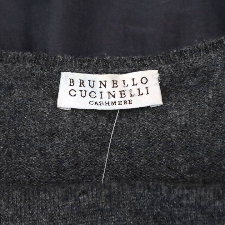 Brunello Cucinelli Charcoal Grey Cashmere Knit V-Neck Sleeveless Tiered Midi Dress