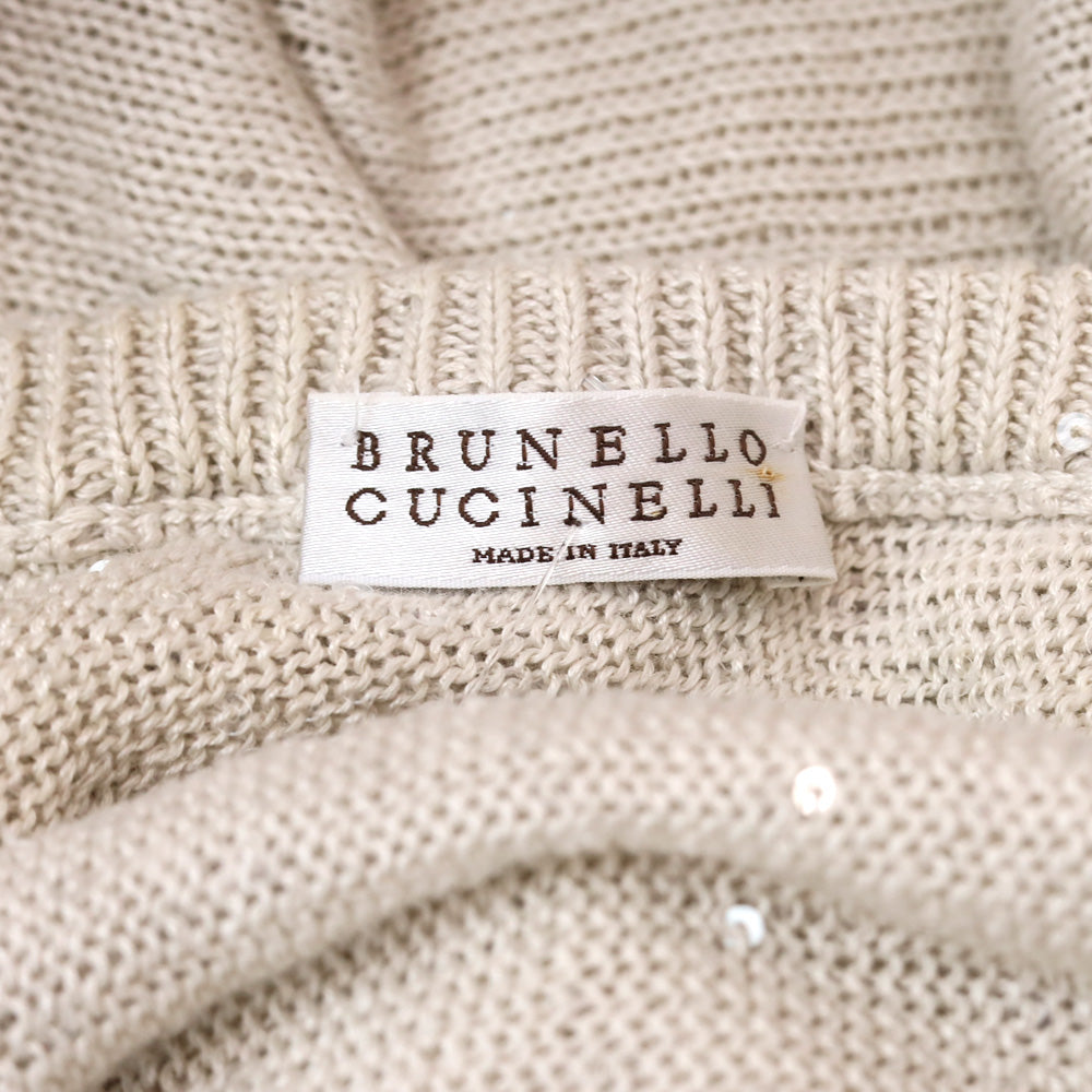 Brunello Cucinelli Cream Sequin Knit Layered Halter Top