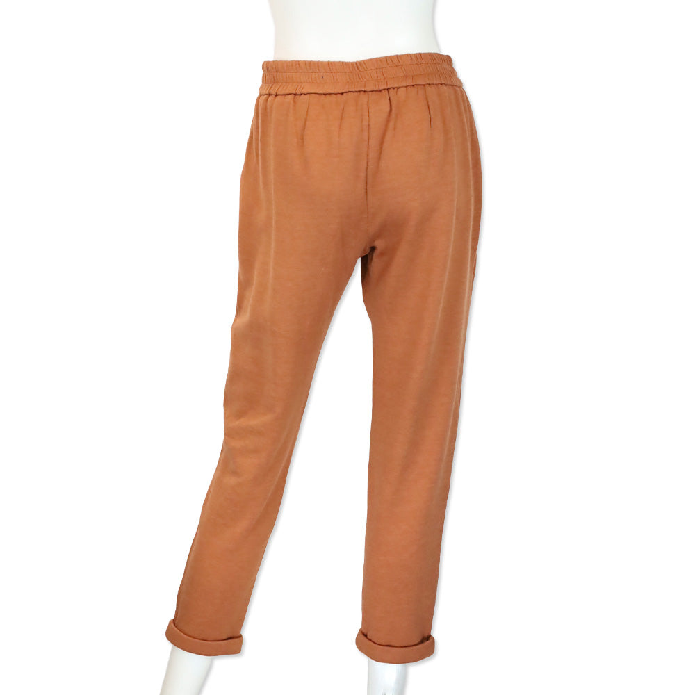 Brunello Cucinelli Ginger Cotton & Silk Monili Trim Cuffed Track Trousers