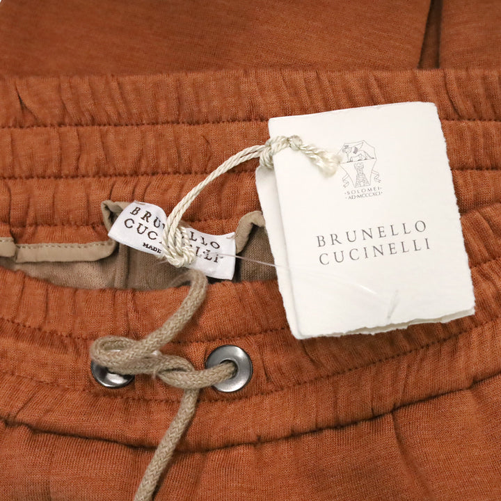 Brunello Cucinelli Ginger Cotton & Silk Monili Trim Cuffed Track Trousers