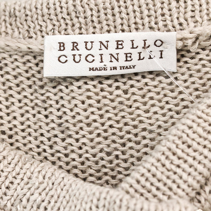 Brunello Cucinelli Gray Knit Sequin and Tulle Embellished Zip Cardigan Sweater