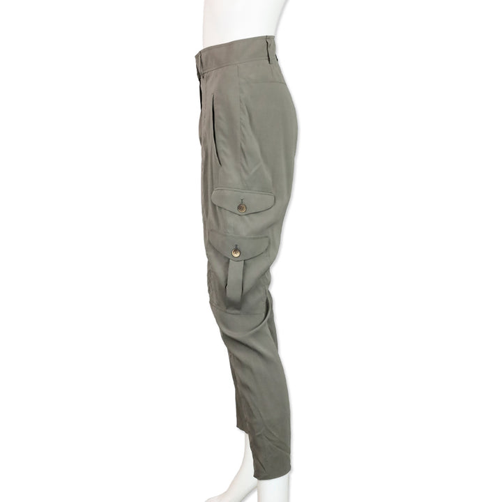 Brunello Cucinelli Gray Silk-Blend Leather Knee Equestrian Pants